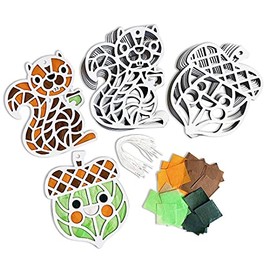 Kipp Brothers DIY Squirrel & Acorn Suncatcher Tissue Paper Craft- Great for Sunday School, Vacation Bible School, Classroom Projects & More (24 Per Pack)