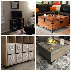 Telakeni 5" 13cm Metal Furniture Sofa Legs, 4 PCS Solid Triange Cabinet Legs Feet for Dresser, Nightstand, Cupboard with Screws Black