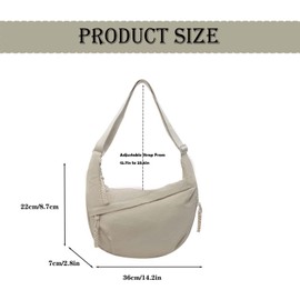 AWUXINE Crescent Crossbody Bag for Women Nylon Dumpling Bag Multi-Pocket Sling Bag Roomy Hobo Bag Moon Shoulder Bag