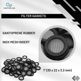 KINETICS LINE Filter Flat Seal 1 Inch (30 x 22 x 3.2 mm) Pack of 100 Screen Seal for Water Installations, Cooling Systems, Heating Systems, Household Appliances, Industrial (from -40 °C to +135 °C)