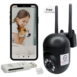 TradeProvider® Dome Camera Home Security with Audio, CCTV Pet Dog Cat Baby Cam Cloud Storage & SD Card Reader, AI Features, Spy Mini Camera, Remote Access, 2-Way Talk PTZ Colour Night Vision (Black)