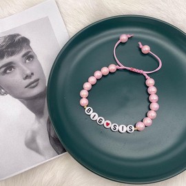 Azusa Sun Pink Little Sister Bracelet Letter Beads Adjustable Braided Bracelet Y2K Friendship Birthday Party Jewelry Gifts