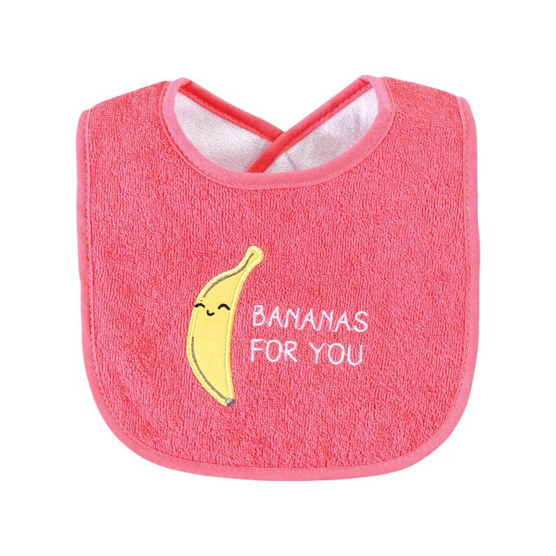 Hudson Baby Cotton Terry Drooler Bibs with Fiber Filling, Fruits,