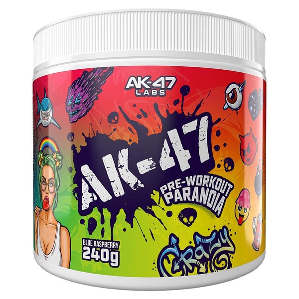 AK-47 Labs AK-47 Pre-Workout Paranoia Booster Trainingsbooster Fitness Bodybuilding 240g (Blue Raspberry - Brommbeere)
