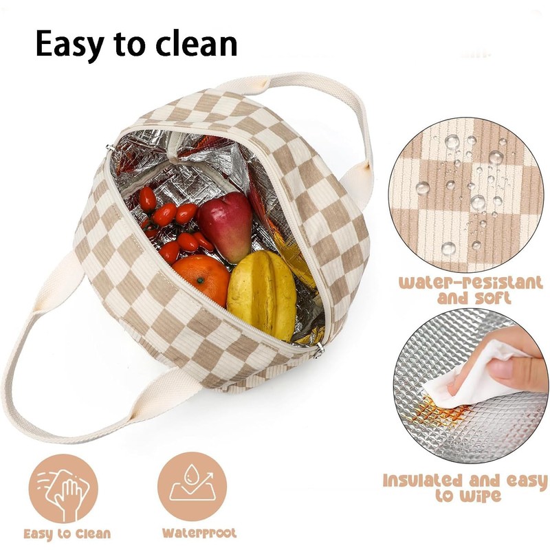 Lunch Bag ‌，Reusable Corduroy Lunch Box Keep Warm and Fresh