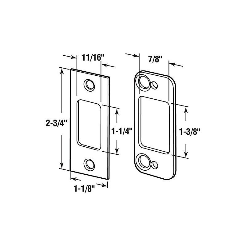 Prime-Line E 2479 Deadbolt Strike, 2 Piece, High Security, 1/8