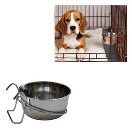 SPOT Stainless Steel Coop Cup with Wire Hooks – Durable, Chew-Resistant Food/Water Bowl for Cages & Crates, Easy Install & Removable, for Cats, Dogs, Birds & Reptiles - 20 Oz (2.5 Cups)