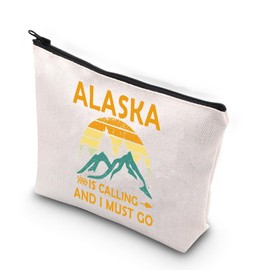 XYANFA Alaska is Calling And I Must Go Alaska Cruise Makeup Bag Alaska Travel Souvenirs Gift Matching Cruise Alaskan Vacation Gift (ALASKA IS CALLING tote bag)