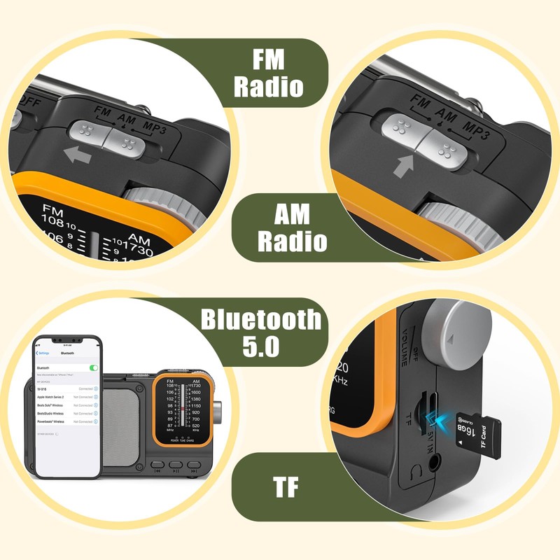 Tendak AM FM Radio with Best Reception, Bluetooth Portable AM