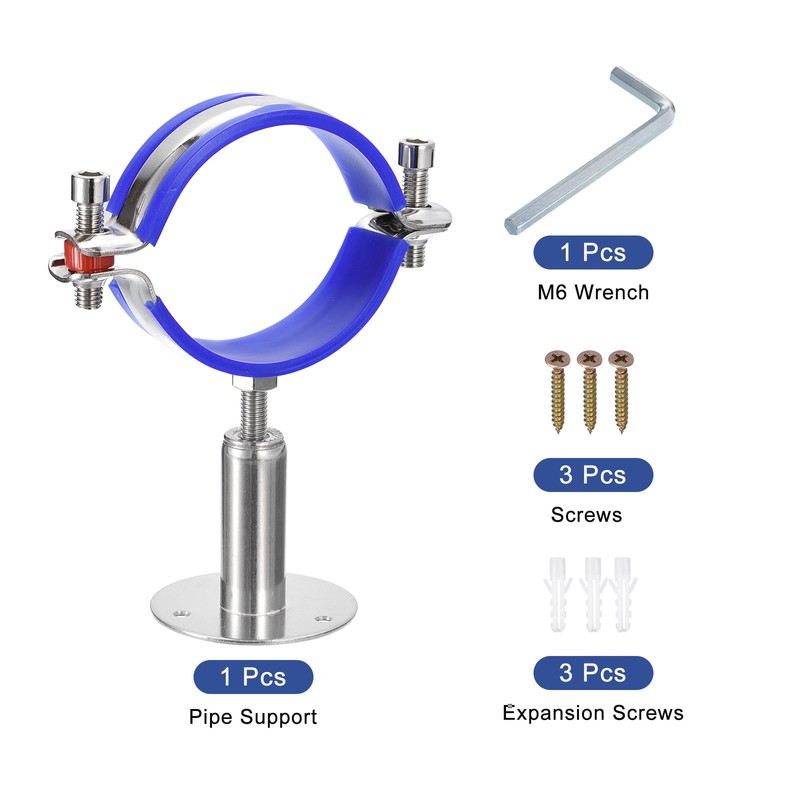 sourcing map Stainless Steel Pipe Supports Wall Mount Ceiling Mount