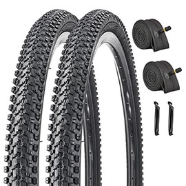 2 Pack 26x1.95 Inch Bike Tire Folding Bead Replacement Tire Double Packing for MTB Mountain Bicycle Tire with Inner Tubes and Tire Levers