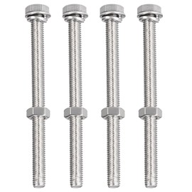 TA-VIGOR 4Pcs M8 x 100mm Hex Head Screws Bolts, Nuts, Flat & Lock Washers Kits, Fully Thread Hexagon Bolts, High Tensile Cap Screws for Metal Work, Automotive Machinery, Bike Motorcycles Repair
