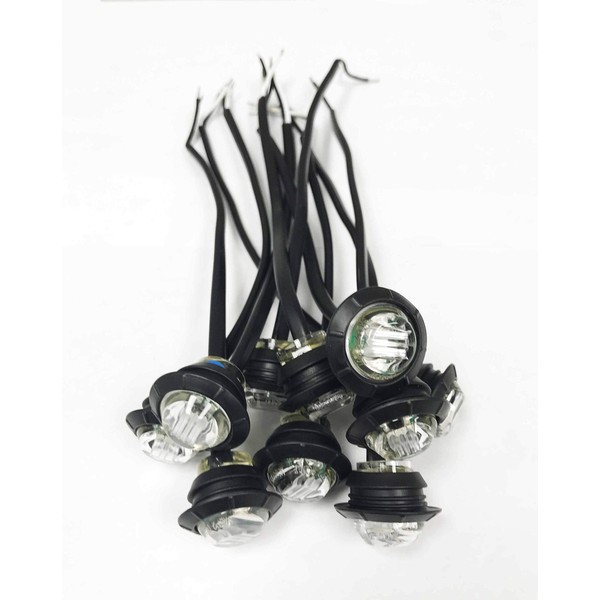 LIBRA 10 New 12V 3/4" Red/Clear LED Marker Clearance Lights