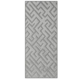 REMNAZ HOME DECOR 7ft Custom Cut Runner Rug for Narrow Hallways Kitchens - Deco Grey | Non-Slip | Washable & Edge Bound