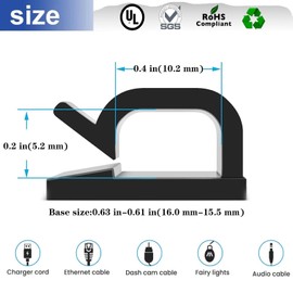 SZFUDIGO Adhesive Cable Management Wire Clips(Black 50 Pcs),Wires Clips Holders for Cords on Wall,Outdoor Cable Clips,Suitable for Under Tables, Cars, Walls, televisions, Christmas Lights