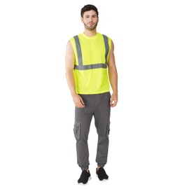 North 15 Men's Safety Yellow Muscle Shirt - Reflective Safety Tank Top-6110-Yell-XL