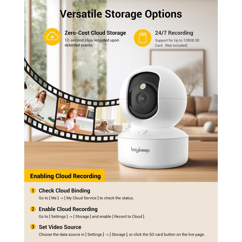 BoyKeep Indoor Camera - 2K Pet Camera, 5G/2.4GHz WiFi Cam