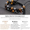 HASKARE Triple Protection Bracelet, Genuine Tigers Eye Black Obsidian and