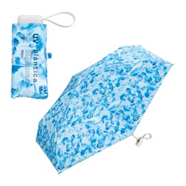 2024 Wpc. Parasol Plp001-031-102 (Plantica x Wpc.) Flower Print Tiny Blue 《100% Light Shielding Ratio ・100% UV Reduction・UPF50+ ・ Rain or Shine》 Folding Umbrella 18.5 inches (47 cm), Women's Floral