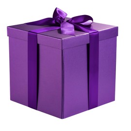 RUSPEPA Medium Birthday Gift Box with Lids, Ribbon and Tissue Paper, Collapsible Gift Box - 1 Pcs, 23x23x23 cm, Purple
