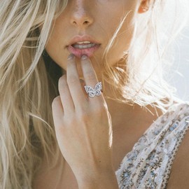 STARCHENIE Butterfly Ring for Women 925 Sterling Silver Cubic Zirconia Rings Size 10