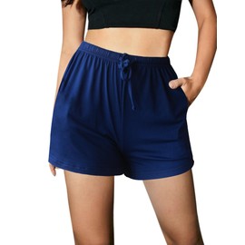 Ekouaer Pantalones cortos de pijama para mujer, Azul marino, L(EYY005839_NB_L)