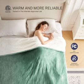 Thermylux Electric Blanket Full 72"x84" Heated Electric Blankets 10 Heating Levels 8 Hours Auto Off Fast Heating and Overheat Protection ETL Certified Machine Washable,Green