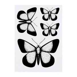 4 x 'Open Winged Butterfly' Temporary Tattoos - Water Resistant, Skin-Safe, Non-Toxic Transfers, Mixed Sizes (TO00083372)