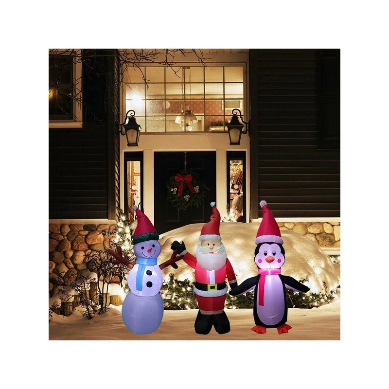 ProductWorks 7-Foot Candy Cane Lane Inflatable Penguin Outdoor Holiday Display