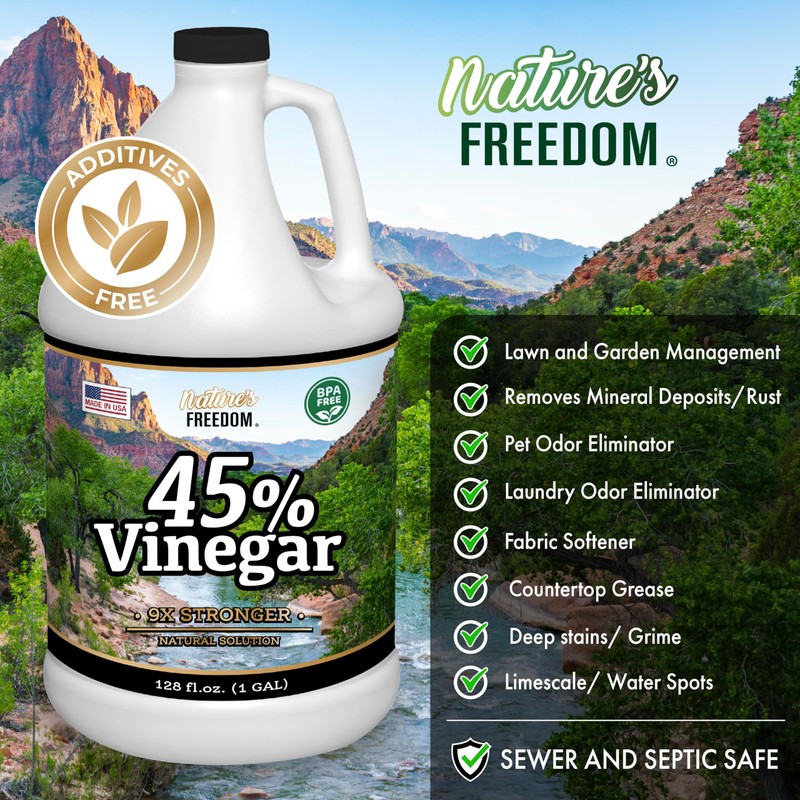 Nature's Freedom 45% Concentrated Vinegar, 2 Gallon - Dilutes to