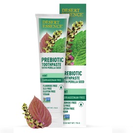 Desert Essence Prebiotic Plant-Based Whitening Toothpaste - Mint - Oral Care with Inulin, Perilla Seed & Aloe - Vegan, Fluoride Free, Non-GMO, Gluten-Free, Cruelty-Free - 6.25 oz