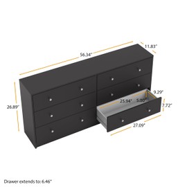Tvilum 6 Drawer Double Dresser, Black