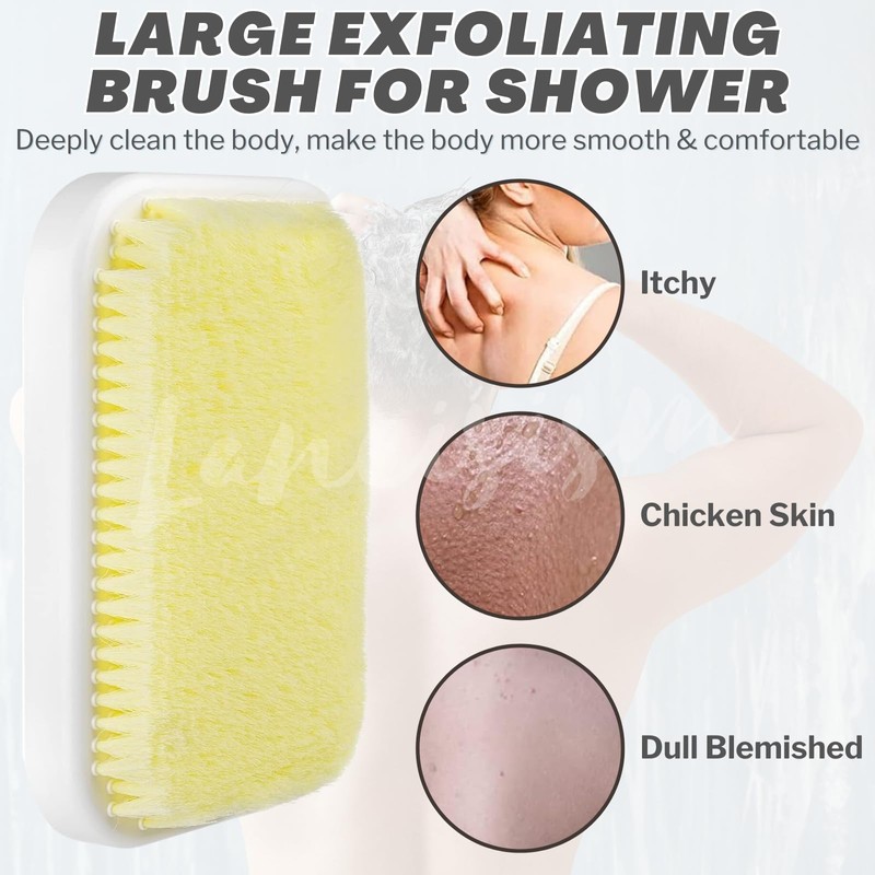 Wall Mounted Back Scrubber, Large Exfoliating Brush with Self Adhesive