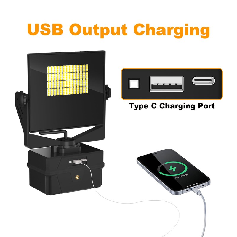10000 mAh Rechargeable LED Work Light with Tripod Stand, 5000K