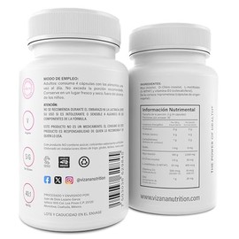 VIZANA NUTRITION Inositol Myo & D-chiro en Cápsulas HPMC Vegetarianas (120 Caps-500 mg) Adicionado con Folato y Vitamina D3 (Pack de 120 caps c/u)