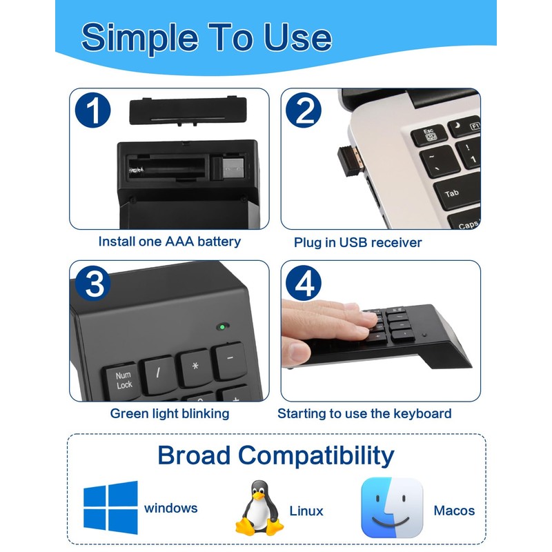 18 Key Wireless Numeric Keypad Number Pad Portable 2.4G Mini