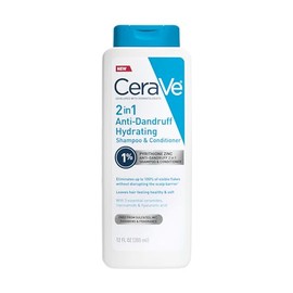 CeraVe Champú y acondicionador hidratante anticaspa 2 en 1, tratamiento de caspa de zinc piritiona al 1%, champú y acondicionador sin sulfato y seguro