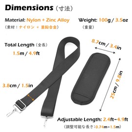 TRIWONDER Shoulder Strap, Shoulder Belt, For Bags, Single Item, Water Bottle, Shoulder Bag, Cord, Thick, Bag Strap Only, 01# black - with shoulder pads