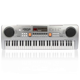 LeeQee Digital Keyboard Piano for Kids & Beginners, 61 Keys Multifunction Electric Piano Keyboard with Microphone, Educational Instrument Musical Toy for 3-12 Years Old Boys Girls (Silver)