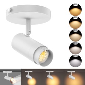 AIBISOD 10W Zoomable 5-Color LED Ceiling Spotlight White Directional Ceiling Light Indoor Adjustable Ceiling Spot Light Fixture Dimmable Flush Mount Accent Lighting 15-60° for Kitchen 1000lm CRI90
