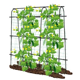 SCENDOR Cucumber Trellis for Raised Beds 70.8" L x 11.8" W x 70.8" H, Garden Trellis for Climbing Plants Outdoor, Black U-Shaped Large Metal+PE Coated Grow Support for Vines, Vegetables