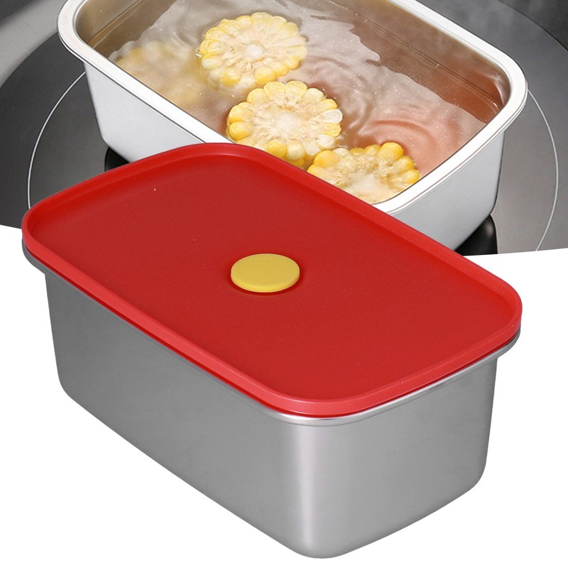 Lunch Box Red Non Pollution Good Sealing Lightweight Easily Clean