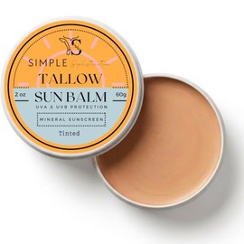 Tallow Sun Balm, con sebo de res alimentado con pasto, aceite de ricino, óxido de zinc, protector solar mineral, natural, orgánico, seguro para arreci