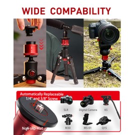 IFOOTAGE Cobra 3 Monopod Base,10" Desktop Mini Tripod,Small Camera Tripod for,Monitor,Phone Holder Clip,Mini Ball Head,LED Flash,1/4"&3/8" Automatic Switching Screw,Load up to 17.64lb/8kg