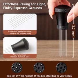 KitchenTour Espresso Accessories Kit 58.5mm, WDT Tool, Dosing Funnel and Puck Screen Set, 304 Stainless Steel Needle Coffee Distribution Stirrer, Portafilter Dosing Ring for Barista 58.5 mm