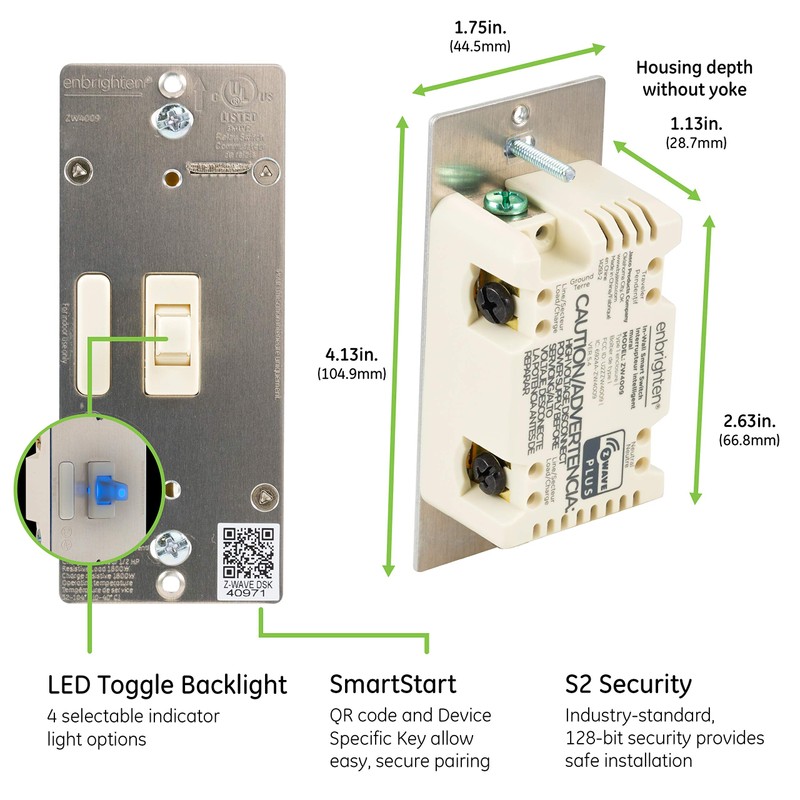 Enbrighten Almond Z-Wave Plus Smart Light Switch with QuickFit and