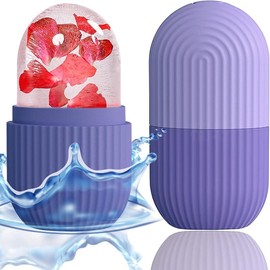 Ice Roller Massager for Face, Eyes and Neck, Natural Toning and Skin Care, Eliminates Eye Bags, Relieves Migraines Cubes Facial enhance skin - Color: Purple