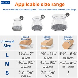 Chair Leg Floor Protectors, 24 Pack Round Furniture Pads for Hardwood Floors, Silicone Chair Leg Caps with Felt Pads, Anti-Scratch Reduce Noise, Fit (1-5/16" to 2")