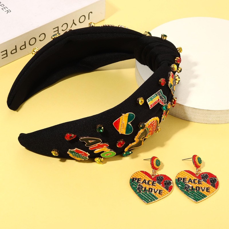 PHALIN African Juneteenth Headband for Women Africa Map Black Women
