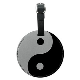 Graphics & More Yin and Yang Chinese Symbol Taoism Round Leather Luggage Id Tag Suitcase, Black